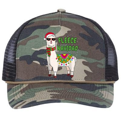 Fleece Navidad Llama Spanish Christmas Llama Retro Rope Trucker Hat Cap