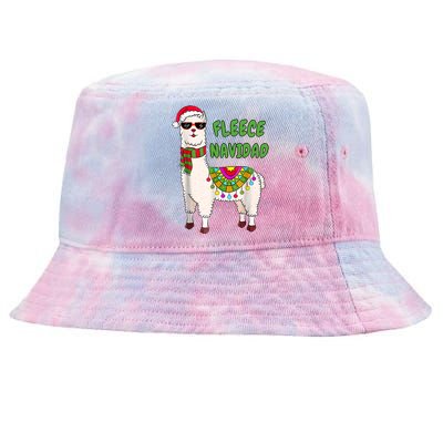 Fleece Navidad Llama Spanish Christmas Llama Tie-Dyed Bucket Hat