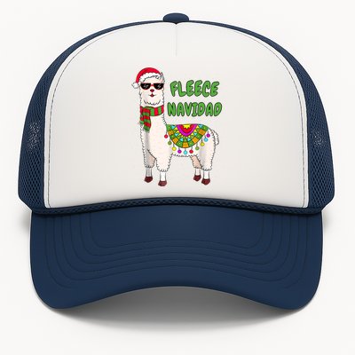 Fleece Navidad Llama Spanish Christmas Llama Trucker Hat