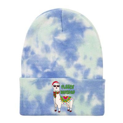 Fleece Navidad Llama Spanish Christmas Llama Tie Dye 12in Knit Beanie