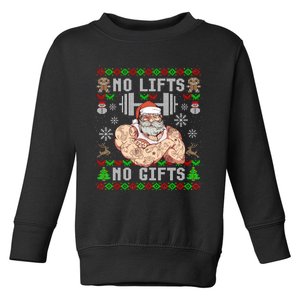 Funny No Lifts No Gifts Ugly Christmas Workout Powerlifting Toddler Sweatshirt