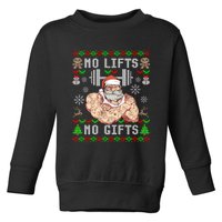 Funny No Lifts No Gifts Ugly Christmas Workout Powerlifting Toddler Sweatshirt