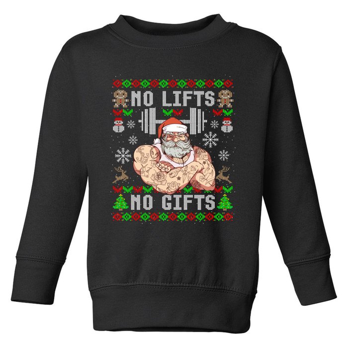 Funny No Lifts No Gifts Ugly Christmas Workout Powerlifting Toddler Sweatshirt