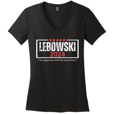 Funny Name Lebowski Political Election Vote 2024 Women's V-Neck T-Shirt