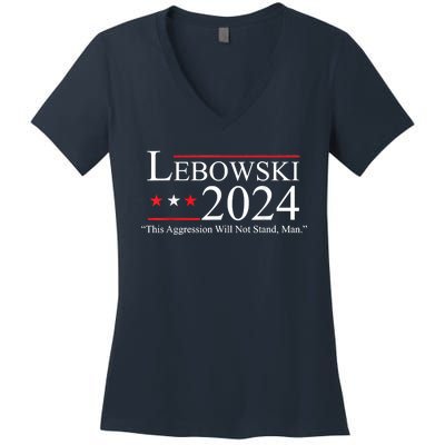 Funny Name Lebowski Political Election Vote 2024 Women's V-Neck T-Shirt