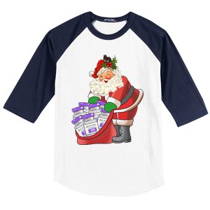 Funny Nurse Life Aesthetic Nurse Christmas Santa Claus Gift Baseball Sleeve Shirt