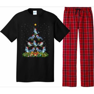 Funny Narwhal Lover Xmas Santa Narwhal Christmas Tree Meaningful Gift Pajama Set