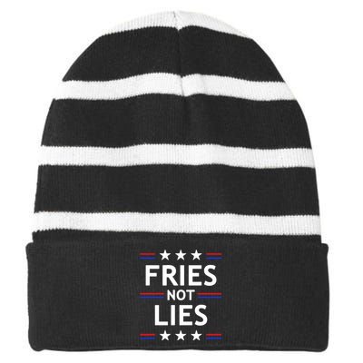 Fries Not Lies Trump 2024 French Fries Trump Vance 2024 Striped Beanie with Solid Band