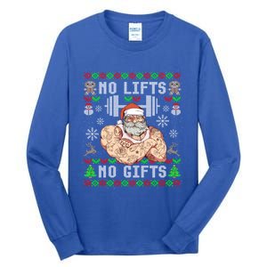 Funny No Lifts No Funny Gift Ugly Christmas Workout Powerlifting Great Gift Tall Long Sleeve T-Shirt