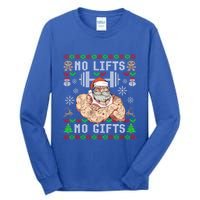 Funny No Lifts No Funny Gift Ugly Christmas Workout Powerlifting Great Gift Tall Long Sleeve T-Shirt