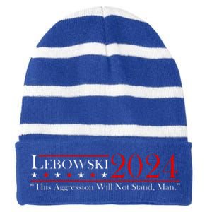 Funny Name Lebowski Political Election Vote 2024  Striped Beanie with Solid Band