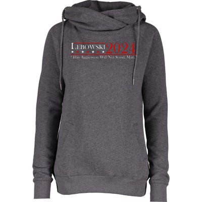 Funny Name Lebowski Political Election Vote 2024  Womens Funnel Neck Pullover Hood