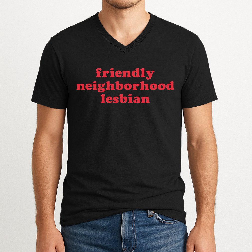 Friendly Neighborhood Lesbian Pride V-Neck T-Shirt