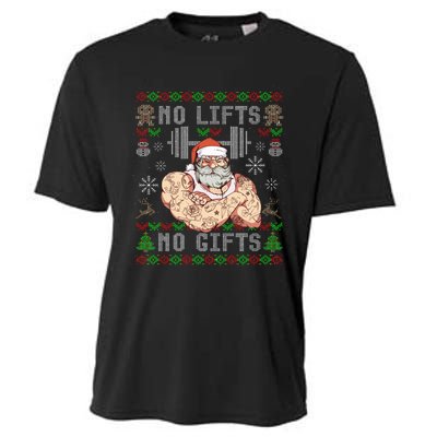 Funny No Lifts No Gifts Ugly Christmas Workout Powerlifting Cooling Performance Crew T-Shirt