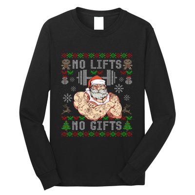 Funny No Lifts No Gifts Ugly Christmas Workout Powerlifting Long Sleeve Shirt