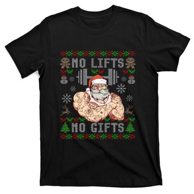 Funny No Lifts No Gifts Ugly Christmas Workout Powerlifting T-Shirt