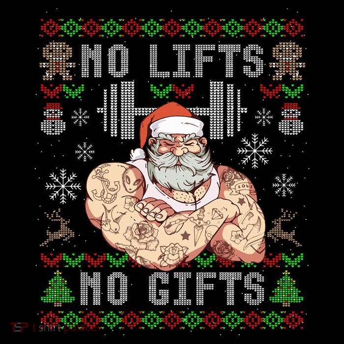 Funny No Lifts No Gifts Ugly Christmas Workout Powerlifting Flatbill Hat