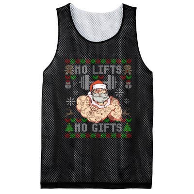 Funny No Lifts No Gifts Ugly Christmas Workout Powerlifting Mesh Reversible Basketball Jersey Tank