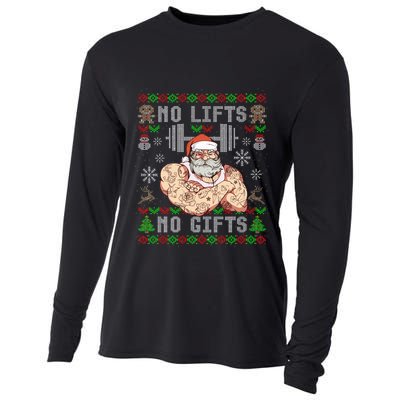 Funny No Lifts No Gifts Ugly Christmas Workout Powerlifting Cooling Performance Long Sleeve Crew