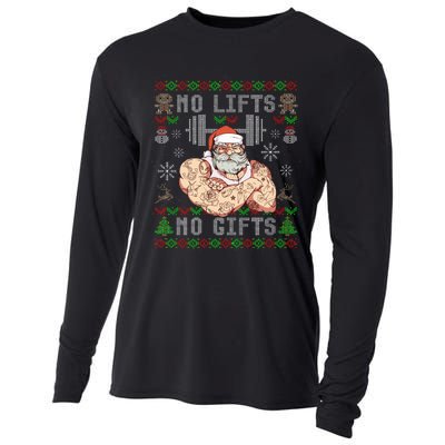 Funny No Lifts No Gifts Ugly Christmas Workout Powerlifting Cooling Performance Long Sleeve Crew