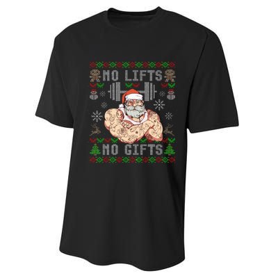 Funny No Lifts No Gifts Ugly Christmas Workout Powerlifting Performance Sprint T-Shirt