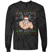 Funny No Lifts No Gifts Ugly Christmas Workout Powerlifting Tie-Dye Long Sleeve Shirt