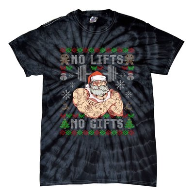 Funny No Lifts No Gifts Ugly Christmas Workout Powerlifting Tie-Dye T-Shirt