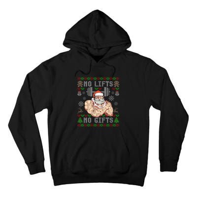 Funny No Lifts No Gifts Ugly Christmas Workout Powerlifting Tall Hoodie