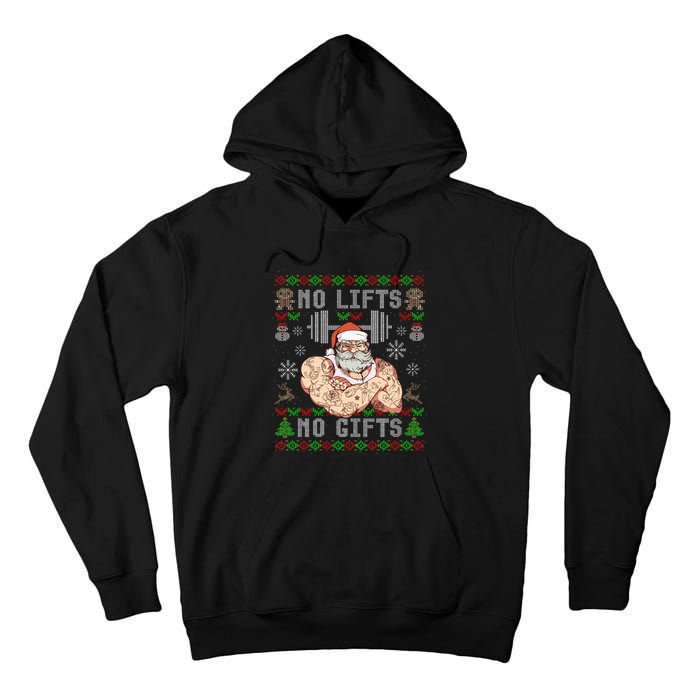 Funny No Lifts No Gifts Ugly Christmas Workout Powerlifting Tall Hoodie