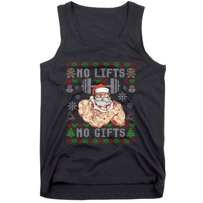 Funny No Lifts No Gifts Ugly Christmas Workout Powerlifting Tank Top