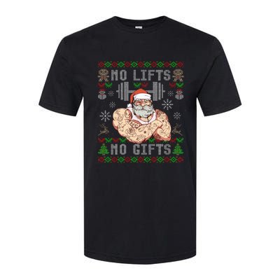 Funny No Lifts No Gifts Ugly Christmas Workout Powerlifting Softstyle CVC T-Shirt