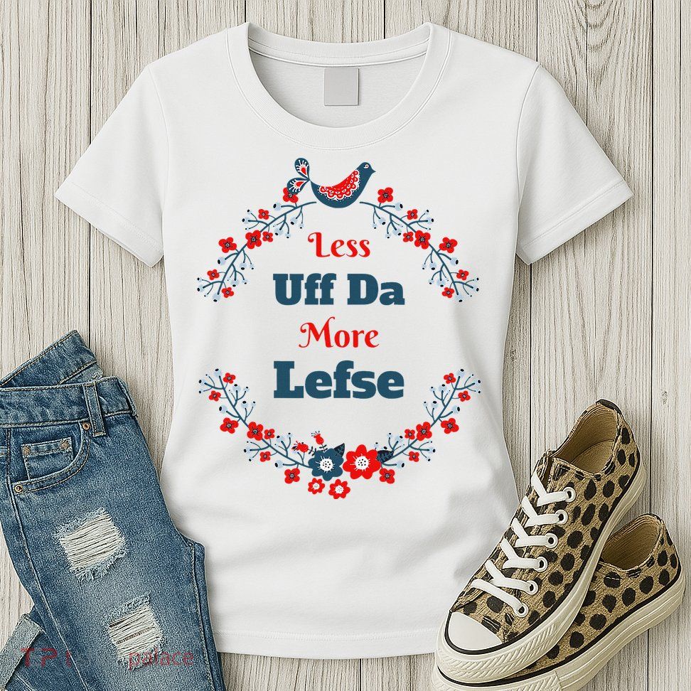 Funny Norwegian Less Uffda More Lefse Midwest Womens T-Shirt