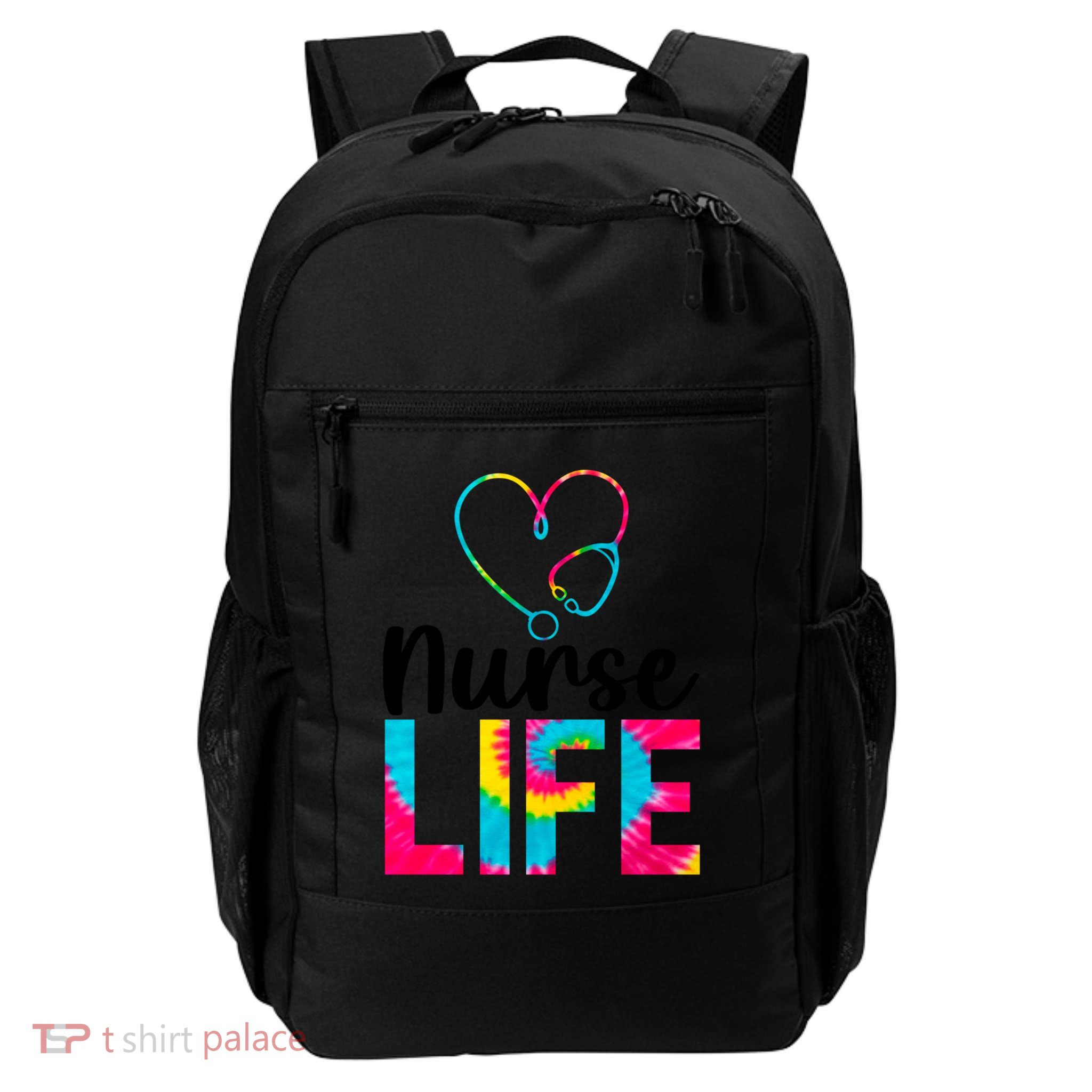 Funny Nurse Life Tie Dye Heart Stethoscope Cute Nurse Week Cool Gift Daily Commute Backpack