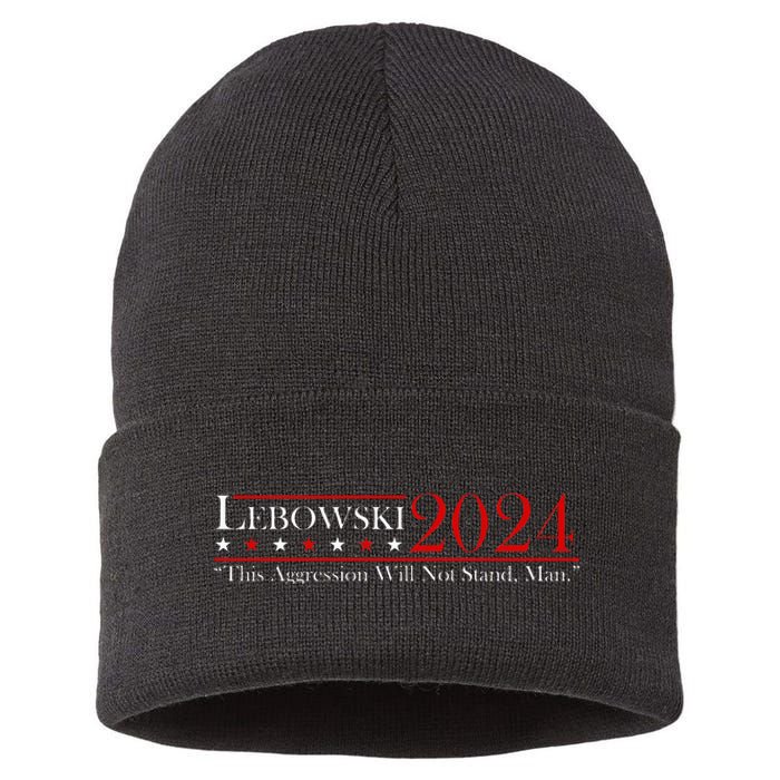 Funny Name Lebowski Political Election Vote 2024 Men Women Sustainable Knit Beanie