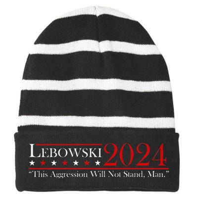 Funny Name Lebowski Political Election Vote 2024 Men Women Striped Beanie with Solid Band