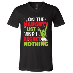 Funny Naughty List Christmas Xmas Santa V-Neck T-Shirt