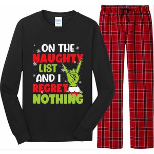 Funny Naughty List Christmas Xmas Santa Long Sleeve Pajama Set