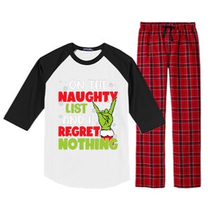 Funny Naughty List Christmas Xmas Santa Raglan Sleeve Pajama Set