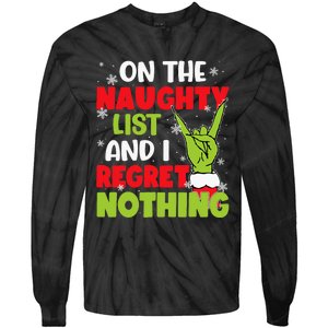 Funny Naughty List Christmas Xmas Santa Tie-Dye Long Sleeve Shirt