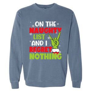 Funny Naughty List Christmas Xmas Santa Garment-Dyed Sweatshirt