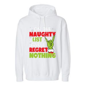 Funny Naughty List Christmas Xmas Santa Garment-Dyed Fleece Hoodie