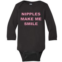 Funny Nipples Make Me Smile Baby Long Sleeve Bodysuit