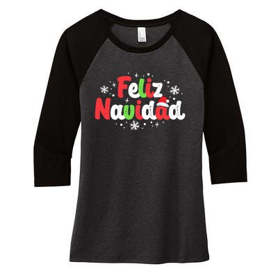 Feliz Navidad Matching Family Spanish Christmas Mexican Xmas Women's Tri-Blend 3/4-Sleeve Raglan Shirt