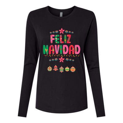 Feliz Navidad Mexican Christmas Funny Xmas Lights Decoration  Womens Cotton Relaxed Long Sleeve T-Shirt