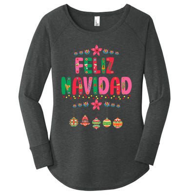 Feliz Navidad Mexican Christmas Funny Xmas Lights Decoration  Women's Perfect Tri Tunic Long Sleeve Shirt