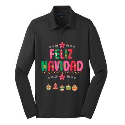 Feliz Navidad Mexican Christmas Funny Xmas Lights Decoration  Silk Touch Performance Long Sleeve Polo