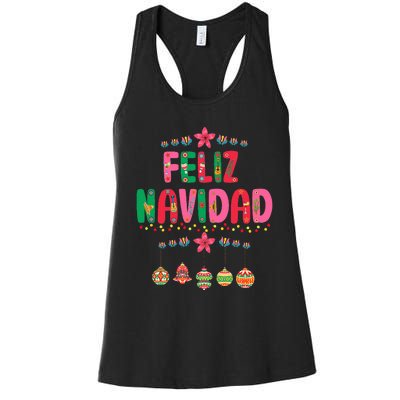 Feliz Navidad Mexican Christmas Funny Xmas Lights Decoration  Women's Racerback Tank