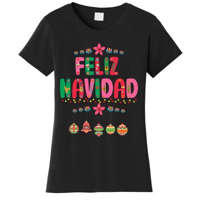 Feliz Navidad Mexican Christmas Funny Xmas Lights Decoration  Women's T-Shirt