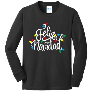 Feliz Navidad Matching Family Spanish Christmas Mexican Xmas Kids Long Sleeve Shirt