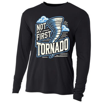 Funny Not My First Tornado Retro Storm Chaser Cooling Performance Long Sleeve Crew